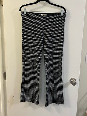 Anthropologie Black with White Polka Dot Flare Pants